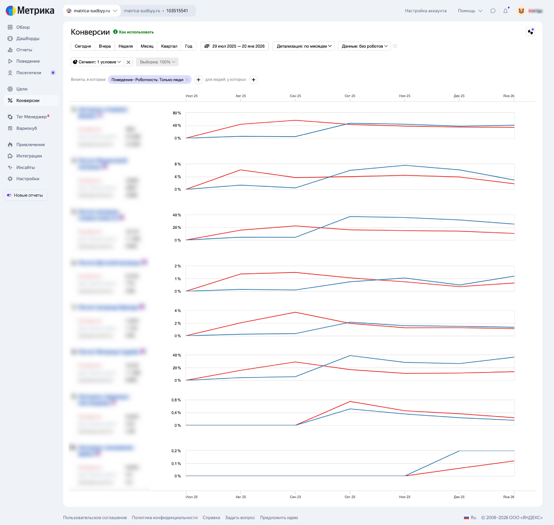 Яндекс Метрика: целевые действия пользователей