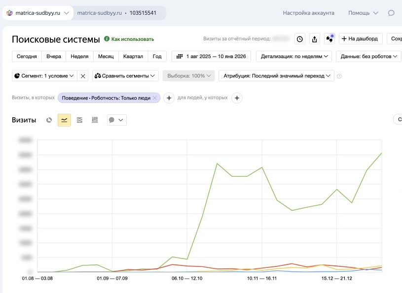 Яндекс Метрика: динамика трафика из поиска